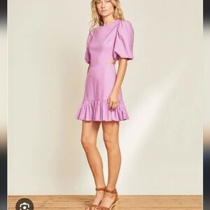VERONICA  BEARD Iker Puff Sleeve Cut Out Dress Vivid Orchid 10 NWT